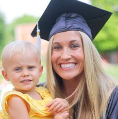 Lindsay Clubine Buchholz and her daughter at graduation.