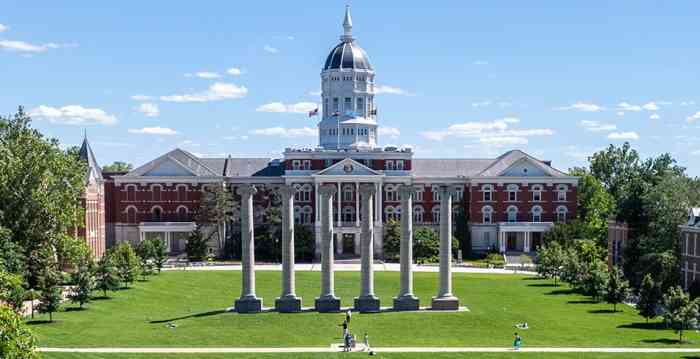 photo of Jesse hall and the quad from above.