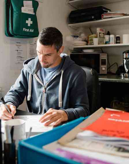 Man working at a desk in an office setting