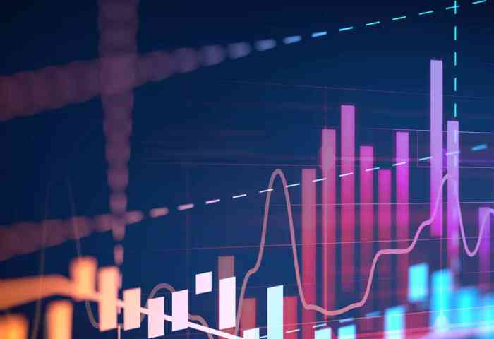Digital abstract view of marketing data charts and graphs.