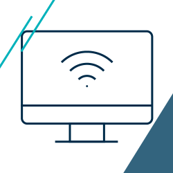 Desktop Desktop computer with wifi single on the screen icon