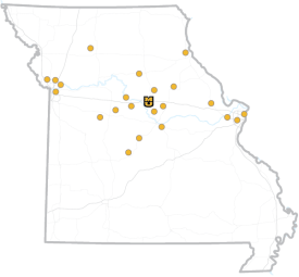 Map of Missouri with MPER school district locations