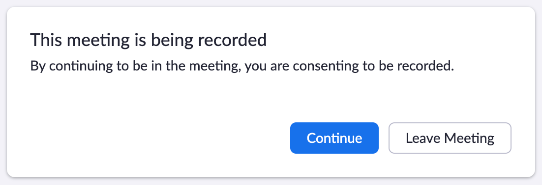 This meeting is being recorded. By continuing to be in the meeting, you are consenting to be recorded. Continue or leave meeting.