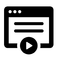 Icon of a play button overlaying a browser window.