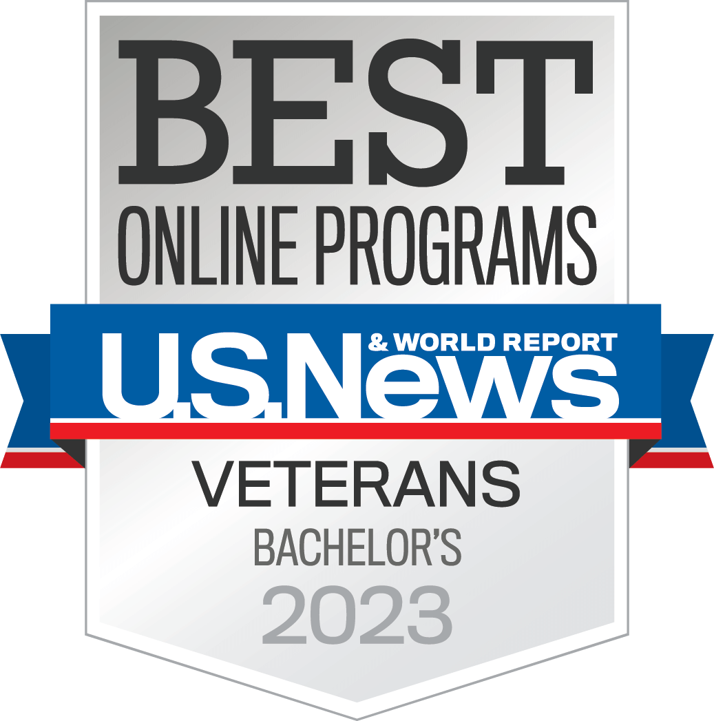 Best Online Programs U.S. News and World Report Veterans Bachelor's 2023 Badge.