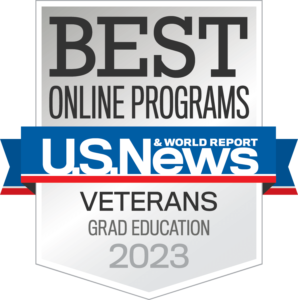 Best Online Programs U.S. News and World Report Veterans Grad Education 2023 Badge.