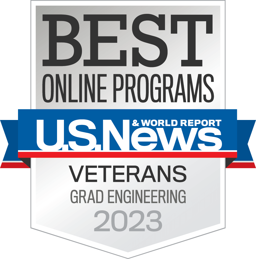 Best Online Programs U.S. News and World Report Veterans Grad Engineering 2023 Badge.